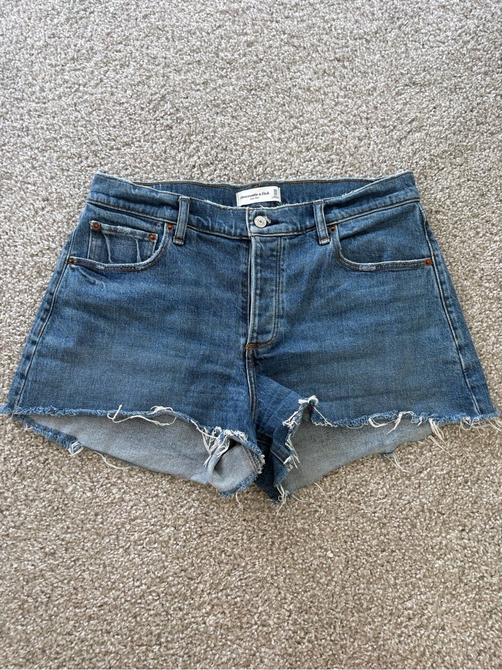 Abercrombie & Fitch Distressed Denim Shorts - Medium Blue